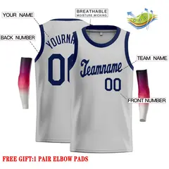 Gray Navy Classic Casual Basketball Jersey 2