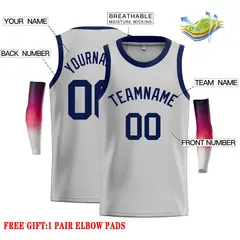 Gray Navy Classic Casual Basketball Jersey 2