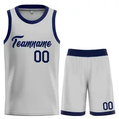 Gray Navy Classic Heal Sports Basketball Jersey Uniform Set