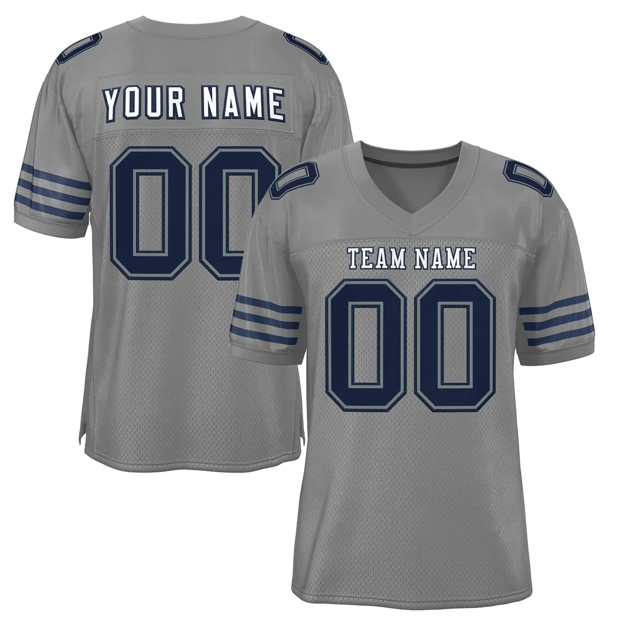 Gray Navy Classic Style Authentic Mesh Football Jersey