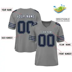 Gray Navy Classic Style Authentic Mesh Football Jersey 2