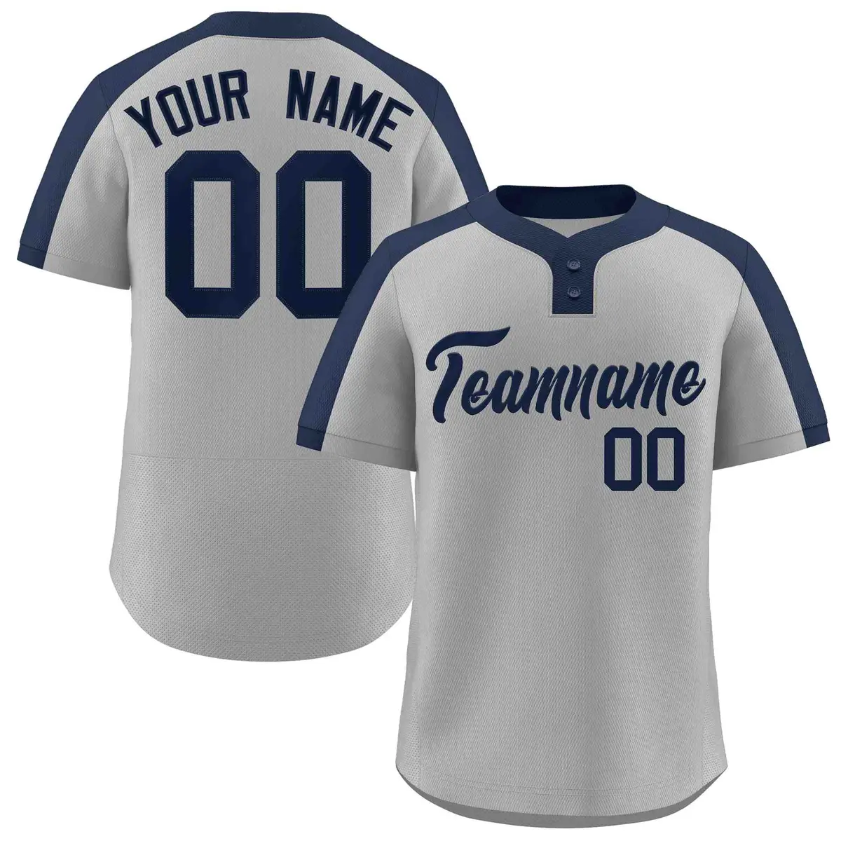 Gray Navy Classic Two-Button Softball Jersey