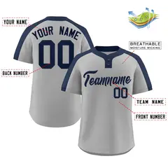 Gray Navy Classic Two-Button Softball Jersey 2
