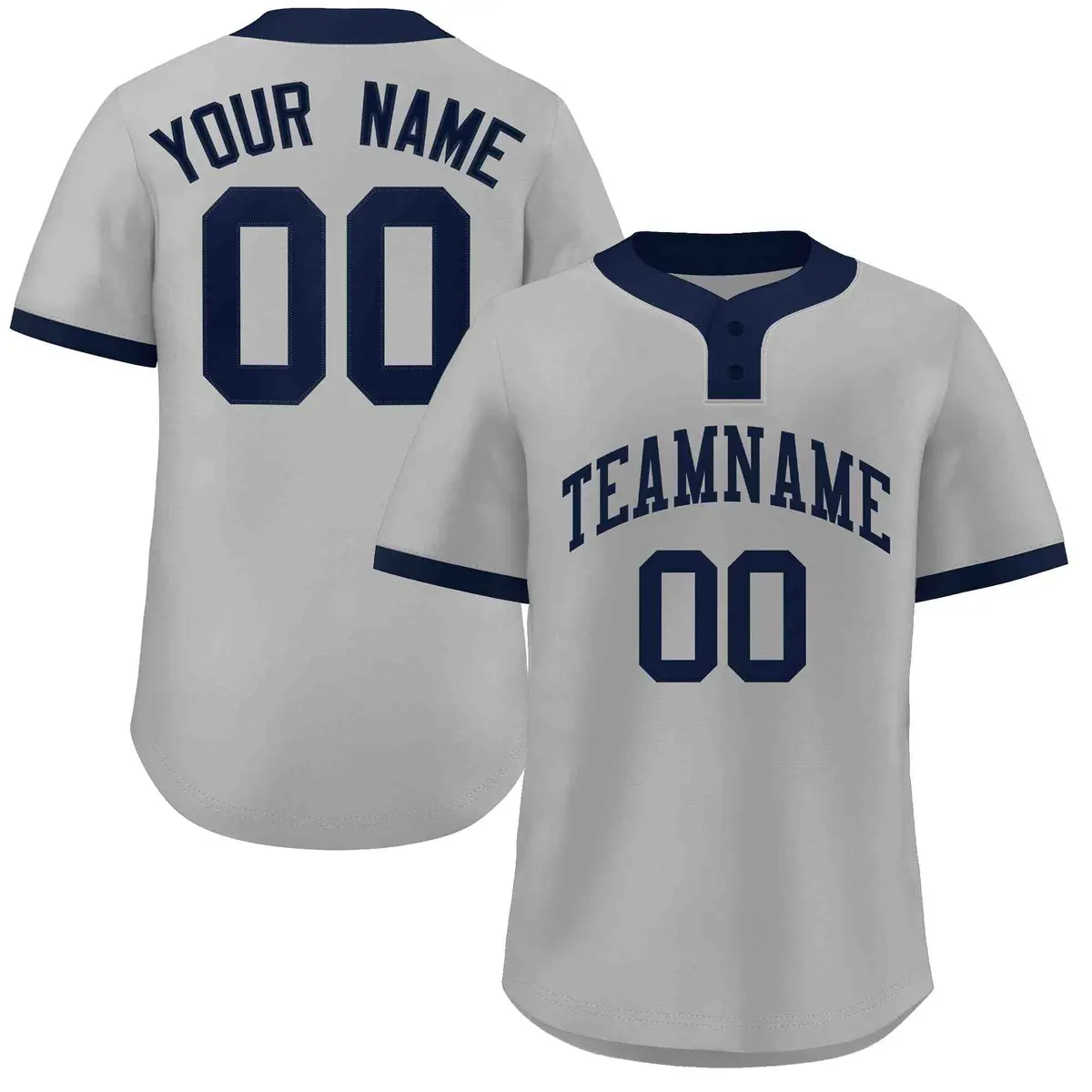 Gray Navy Classic Two-Button Softball Jersey