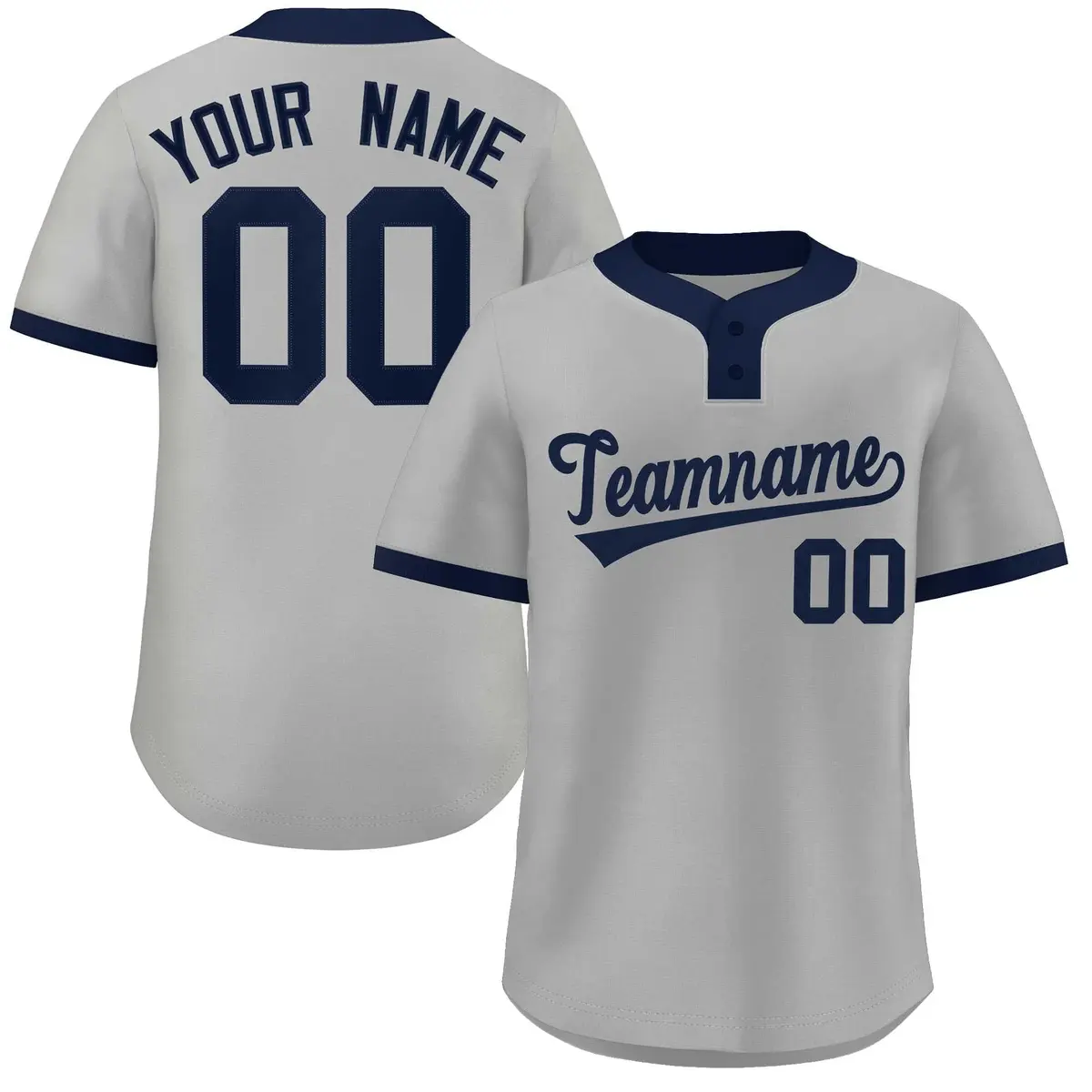 Gray Navy Classic Two-Button Softball Jersey