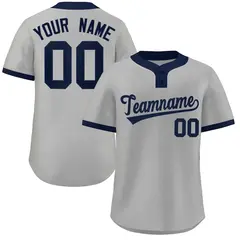 Gray Navy Classic Two-Button Softball Jersey 1
