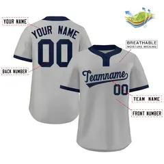 Gray Navy Classic Two-Button Softball Jersey 2