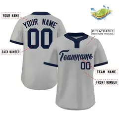 Gray Navy Classic Two-Button Softball Jersey 2