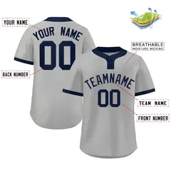 Gray Navy Classic Two-Button Softball Jersey 2