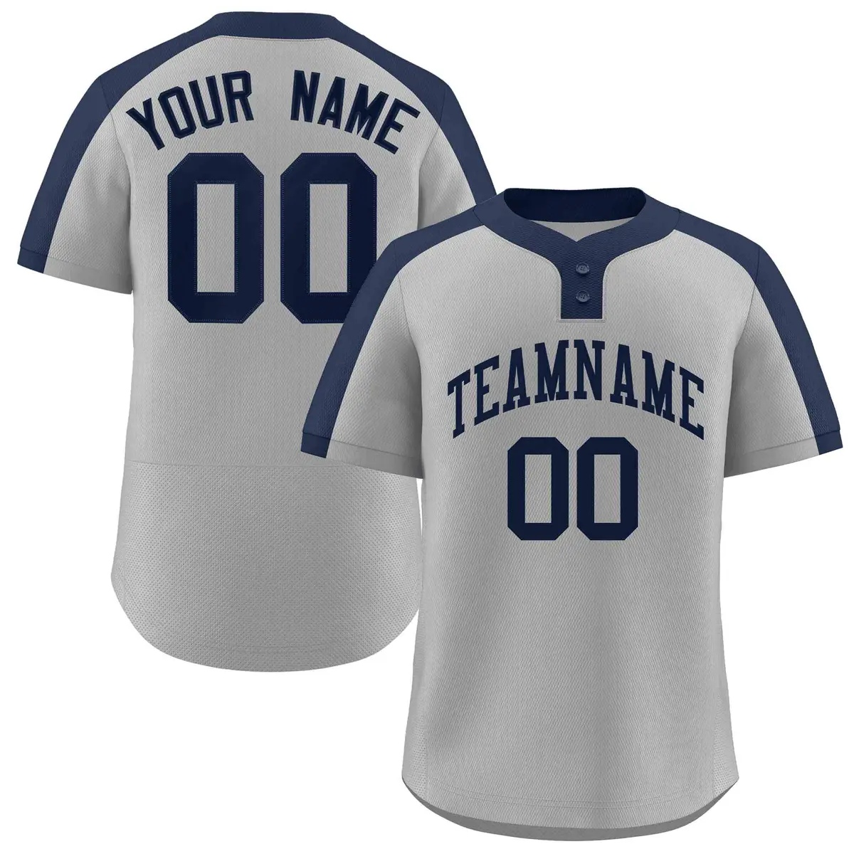 Gray Navy Classic Two-Button Softball Jersey