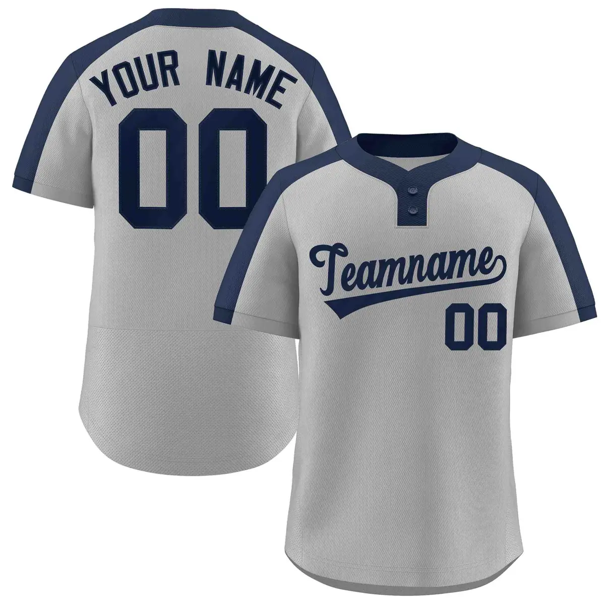 Gray Navy Classic Two-Button Softball Jersey