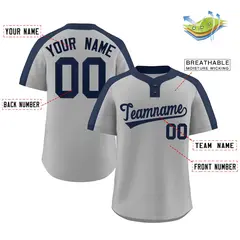 Gray Navy Classic Two-Button Softball Jersey 2