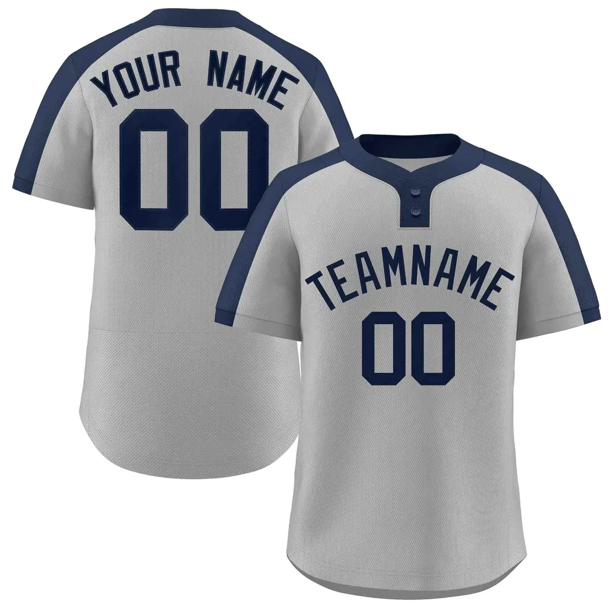 Gray Navy Classic Two-Button Softball Jersey