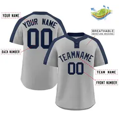 Gray Navy Classic Two-Button Softball Jersey 2