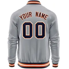 Gray Navy Classic Varsity Full-Zip Letterman Baseball Jacket 6