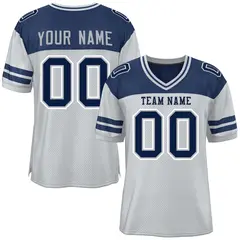 Gray Navy Color Block Authentic Football Jersey