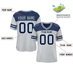 Gray Navy Color Block Authentic Football Jersey 2