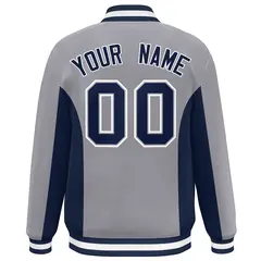 Gray Navy Color Block Full-Snap Varsity Letterman Baseball Jacket 4