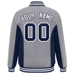 Gray Navy Color Block Full-Snap Varsity Letterman Baseball Jacket 4