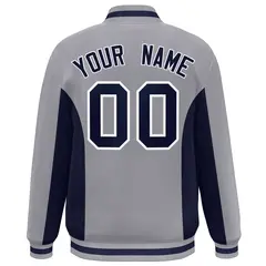 Gray Navy Color Block Full-Snap Varsity Letterman Baseball Jacket 4
