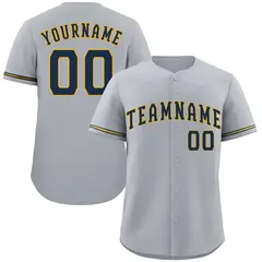 Gray Navy-Gold Classic Authentic Baseball Jersey 1
