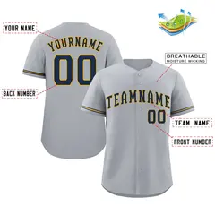 Gray Navy-Gold Classic Authentic Baseball Jersey 2
