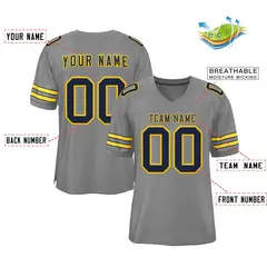 Gray Navy-Gold Classic Style Football Jersey 2