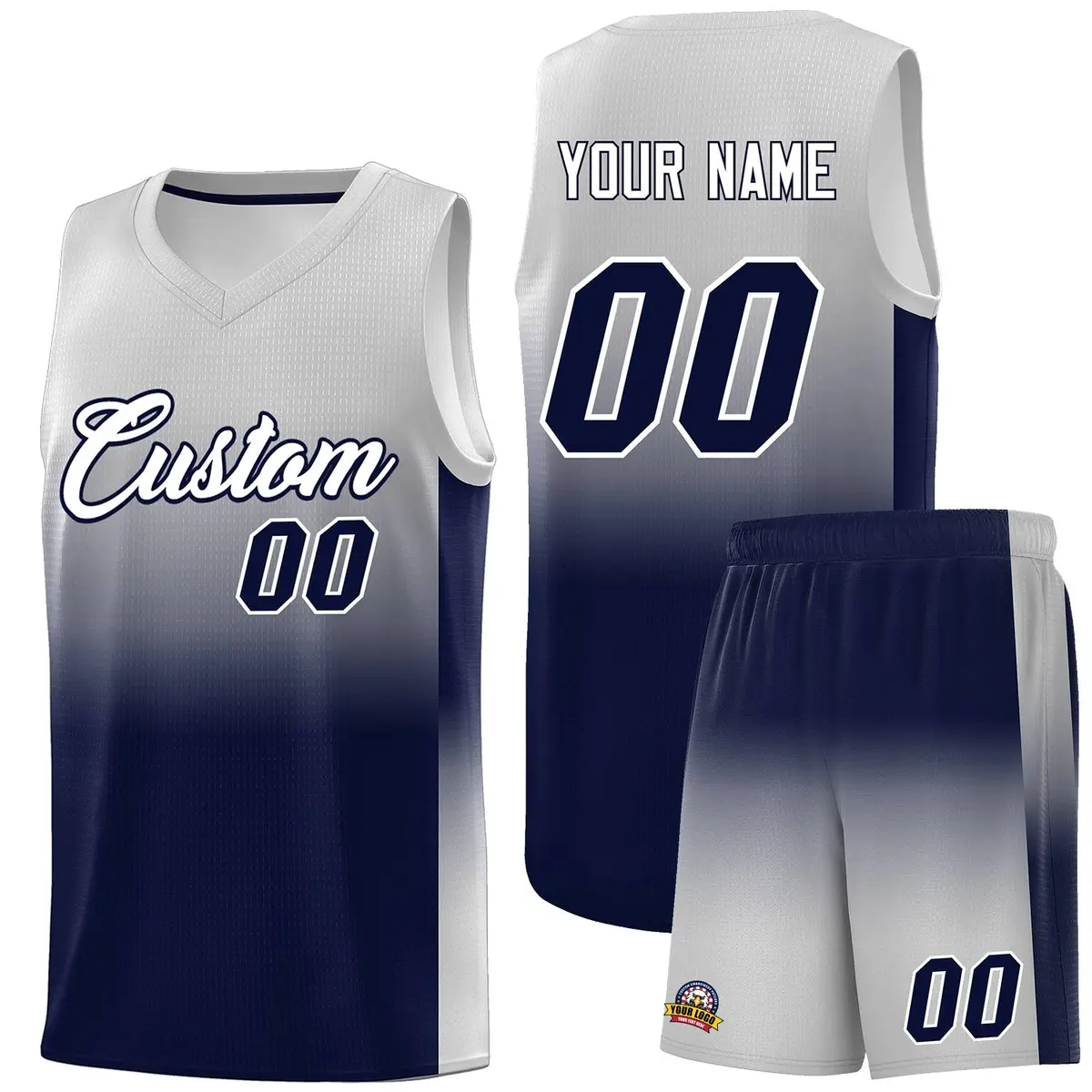 Gray Navy Gradient Fashion Sports Basketball Jersey