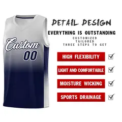 Gray Navy Gradient Fashion Sports Basketball Jersey 2