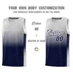 Gray Navy Gradient Fashion Sports Basketball Jersey 3