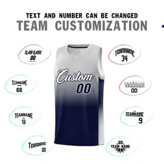 Gray Navy Gradient Fashion Sports Basketball Jersey 4