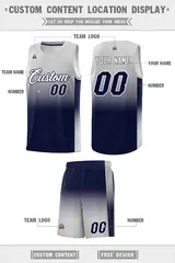 Gray Navy Gradient Fashion Sports Basketball Jersey 5