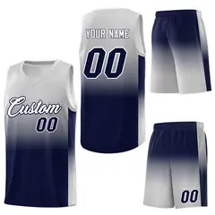 Gray Navy Gradient Fashion Sports Basketball Jersey 7