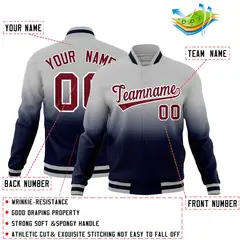 Gray Navy Gradient Full-Snap Fashion Letterman Jacket 2