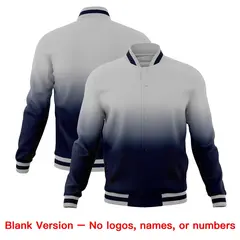 Gray Navy Gradient Full-Snap Fashion Letterman Jacket 7