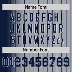 Gray Navy Gradient Pinstripe Full-Snap Letterman Jacket 4