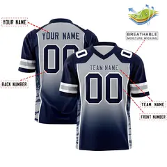 Gray Navy Gradient Side Pattern Authentic Football Jersey 2