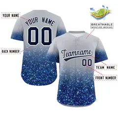 Gray Navy Gradient Sparkle-Effect Authentic Baseball Jersey 2