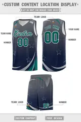 Gray Navy Gradient Star Graffiti Basketball Jersey 2