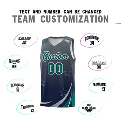 Gray Navy Gradient Star Graffiti Basketball Jersey 3