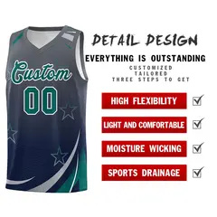 Gray Navy Gradient Star Graffiti Basketball Jersey 4