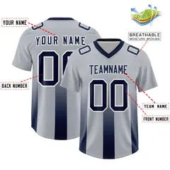 Gray Navy Gradient Vertical Stripe Fashion Football Jersey 2