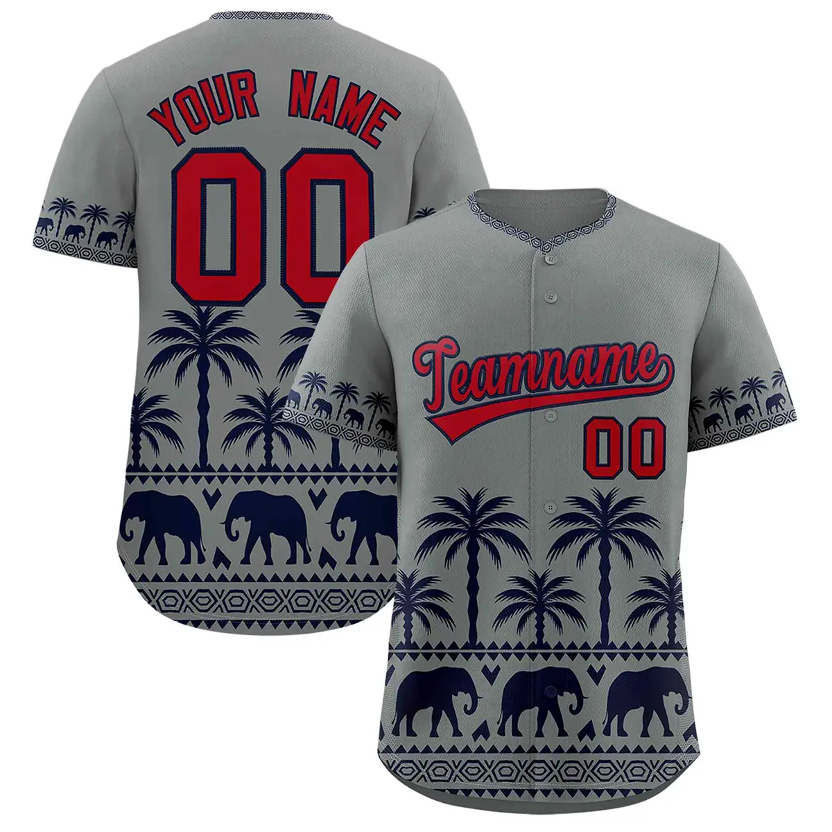 Gray Navy Graffiti Pattern Bossinia Baseball Jersey