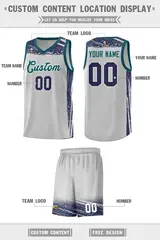Gray Navy Graffiti Pattern Sports Basketball Jersey 2