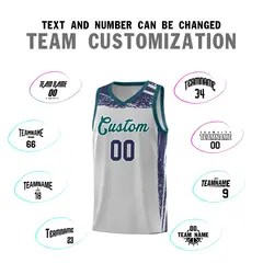 Gray Navy Graffiti Pattern Sports Basketball Jersey 3