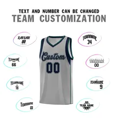 Gray Navy Green Sleeve Color Block Classic Basketball Jersey 4