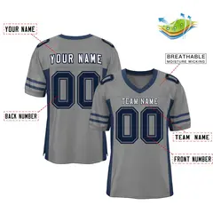 Gray Navy Insert Color Mesh Authentic Football Jersey 2