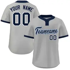 Gray Navy-Light Blue Classic Two-Button Softball Jersey 1