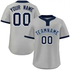 Gray Navy-Light Blue Classic Two-Button Softball Jersey