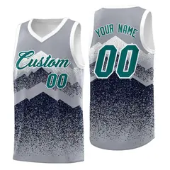 Gray Navy Mountain Fade Gradient Fashion Basketball Jersey 1